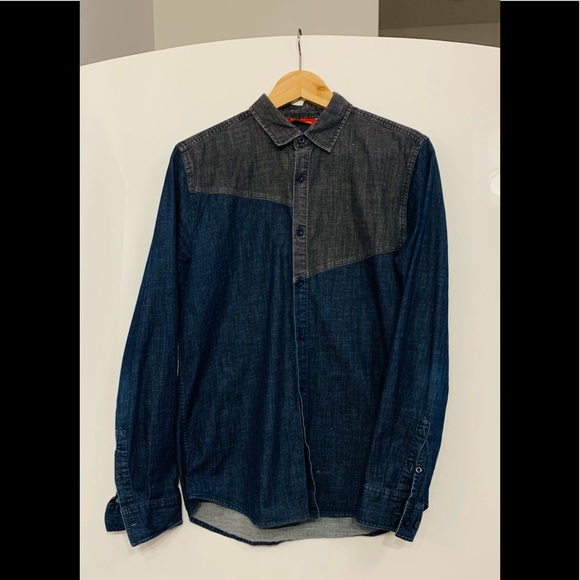 Saks fifth Ave two tone denim shirt - Picture 1 of 3